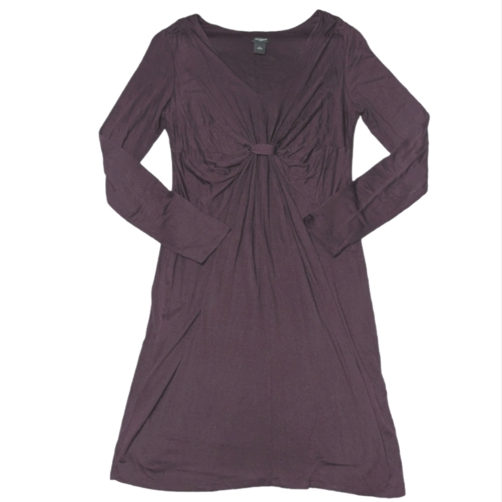 Ann Taylor Women's Dress Long Sleeve Gathered Burgundy Christmas‎ Holiday Medium